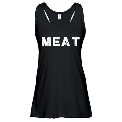 MEAT Tasty BBQ Food Funny Ladies Essential Flowy Tank