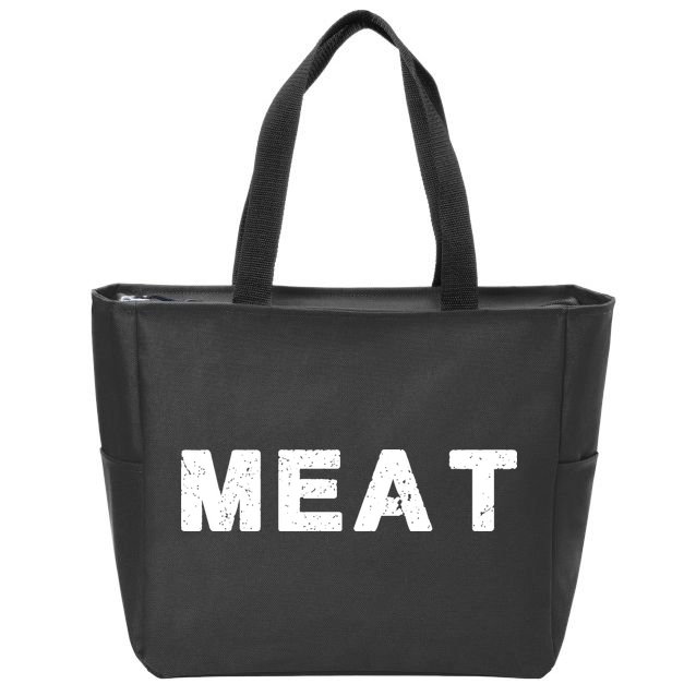 MEAT Tasty BBQ Food Funny Zip Tote Bag