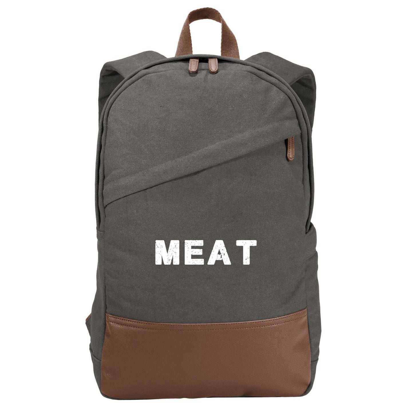MEAT Tasty BBQ Food Funny Cotton Canvas Backpack