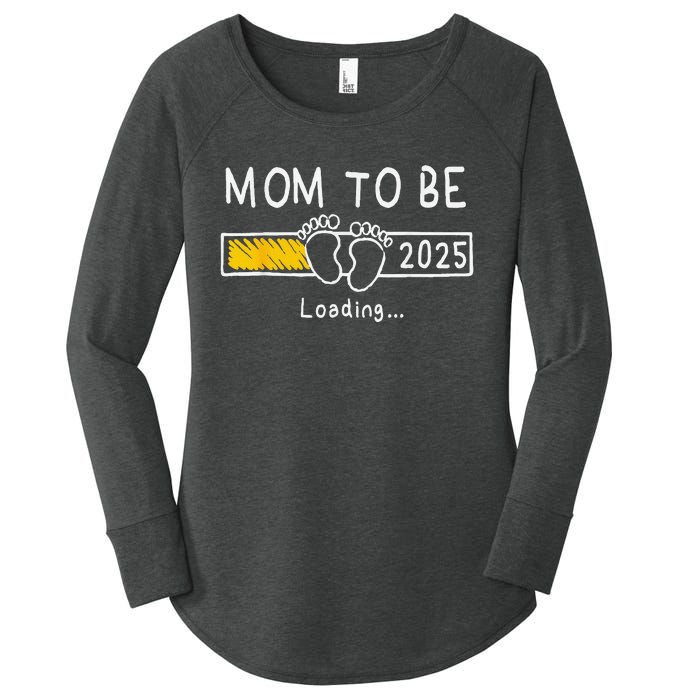 Mom To Be 2025 Loading Mom Est 2025 Promoted To Mommy Women's Perfect Tri Tunic Long Sleeve Shirt