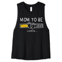 Mom To Be 2025 Loading Mom Est 2025 Promoted To Mommy Women's Racerback Cropped Tank