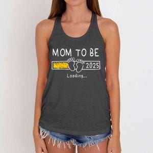 Mom To Be 2025 Loading Mom Est 2025 Promoted To Mommy Women's Knotted Racerback Tank