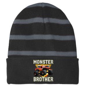 Monster Truck Brother Monster Truck Are My Jam Truck Lovers Striped Beanie with Solid Band