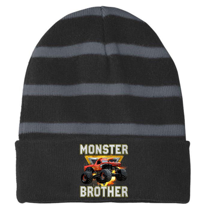 Monster Truck Brother Monster Truck Are My Jam Truck Lovers Striped Beanie with Solid Band