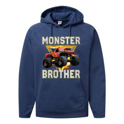 Monster Truck Brother Monster Truck Are My Jam Truck Lovers Performance Fleece Hoodie