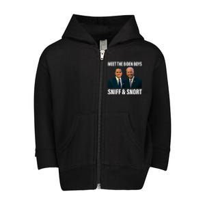 Meet The Biden Boy Sniff And Snort Toddler Zip Fleece Hoodie