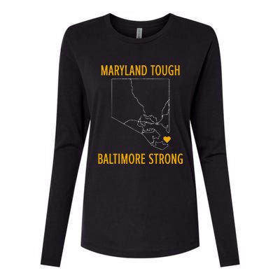 Maryland Tough Baltimore Strong Black Womens Cotton Relaxed Long Sleeve T-Shirt