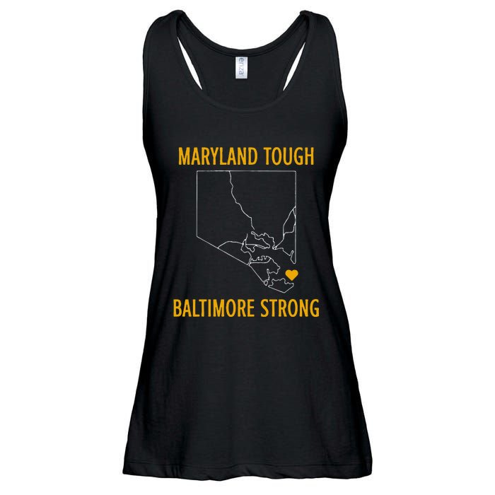 Maryland Tough Baltimore Strong Black Ladies Essential Flowy Tank