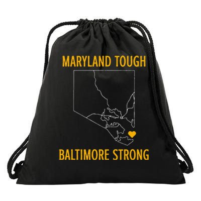 Maryland Tough Baltimore Strong Black Design Drawstring Bag