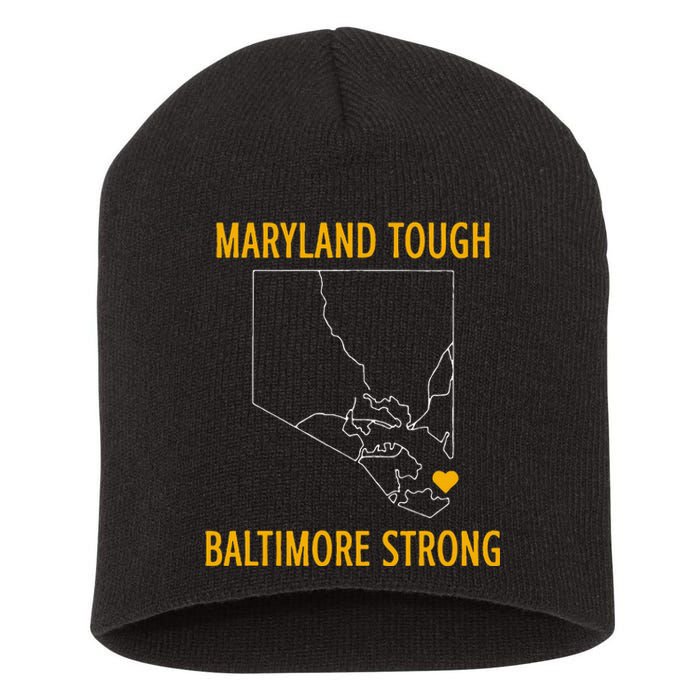 Maryland Tough Baltimore Strong Black Design Short Acrylic Beanie