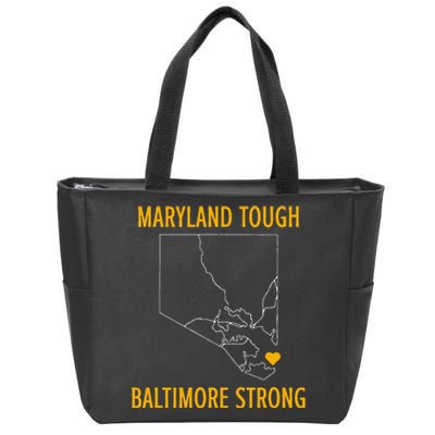 Maryland Tough Baltimore Strong Black Design Zip Tote Bag