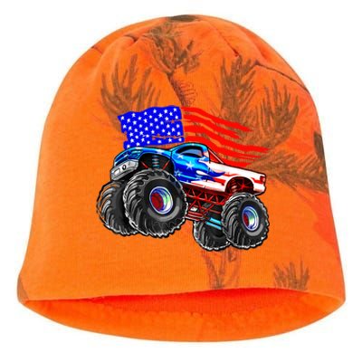 Monster Truck Boys USA American Flag 4th Of July Kati - Camo Knit Beanie