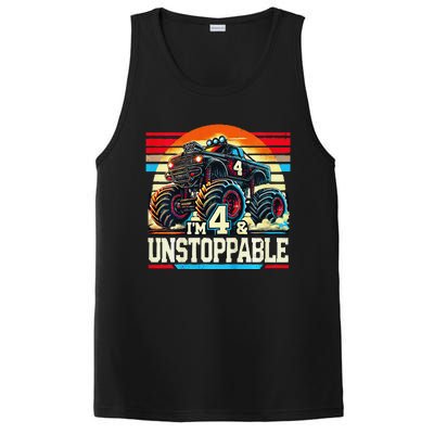 Monster Truck Birthday 4 Year Gift Monster Truck 4th PosiCharge Competitor Tank