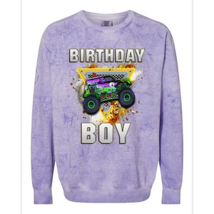 Monster Truck Birthday Boy Monster Truck Are My Jam Lovers Colorblast Crewneck Sweatshirt