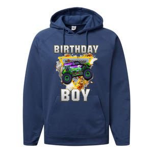 Monster Truck Birthday Boy Monster Truck Are My Jam Lovers Performance Fleece Hoodie