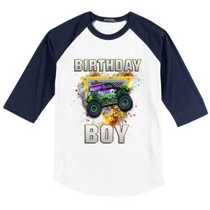 Monster Truck Birthday Boy Monster Truck Are My Jam Lovers Baseball Sleeve Shirt