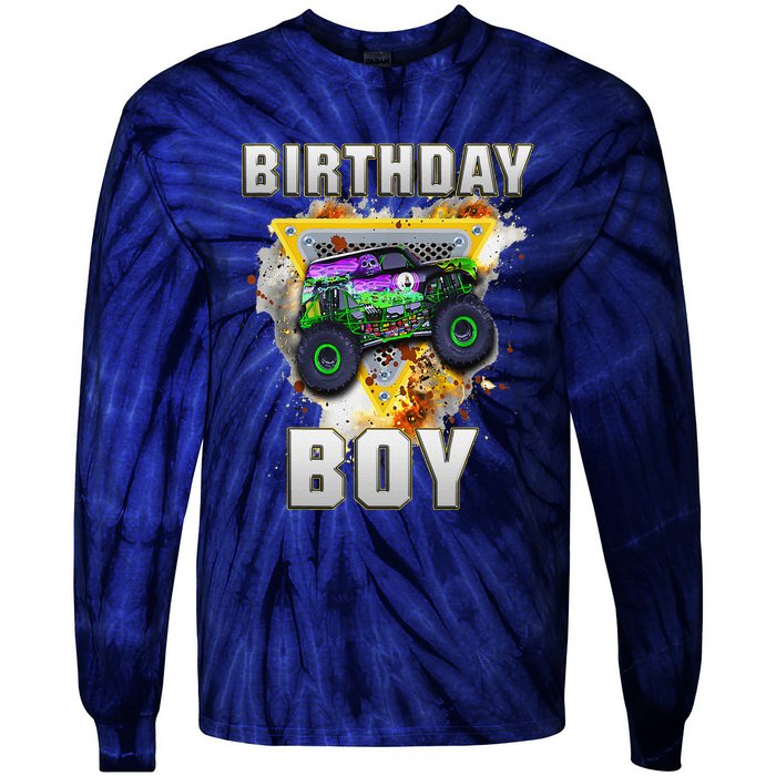 Monster Truck Birthday Boy Monster Truck Are My Jam Lovers Tie-Dye Long Sleeve Shirt