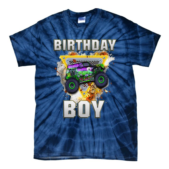 Monster Truck Birthday Boy Monster Truck Are My Jam Lovers Tie-Dye T-Shirt