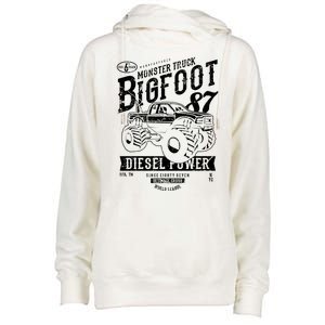 Monster Truck Big Foot Womens Funnel Neck Pullover Hood