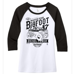 Monster Truck Big Foot Women's Tri-Blend 3/4-Sleeve Raglan Shirt