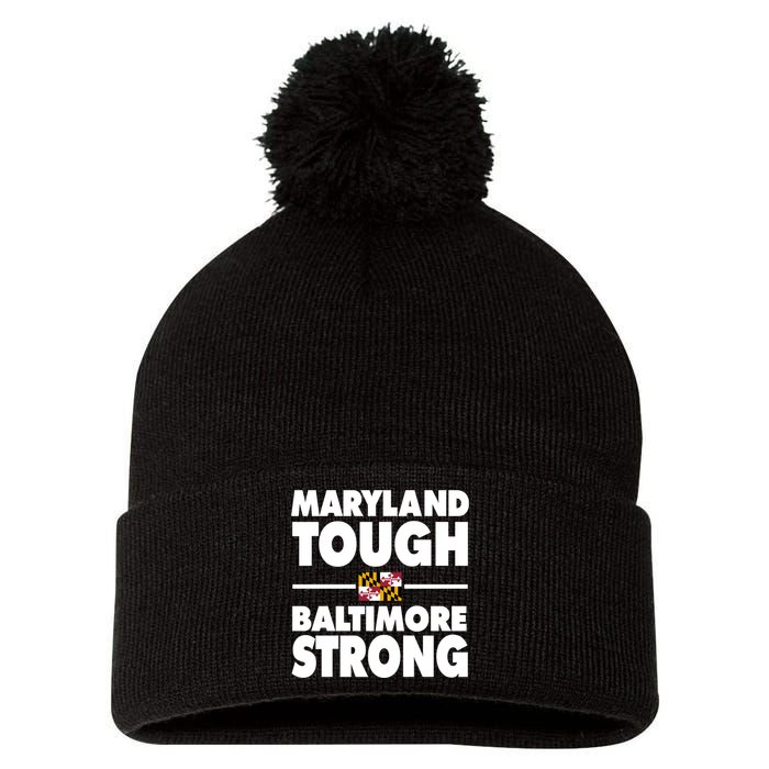 Maryland Tough Baltimore Strong Pom Pom 12in Knit Beanie