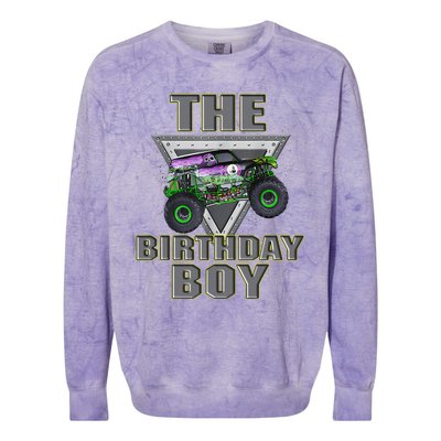 Monster Truck Birthday Boy Colorblast Crewneck Sweatshirt