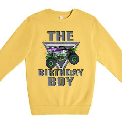 Monster Truck Birthday Boy Premium Crewneck Sweatshirt