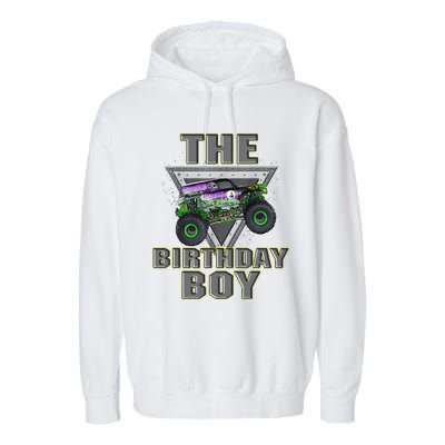 Monster Truck Birthday Boy Garment-Dyed Fleece Hoodie