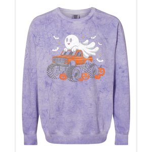 Monster Truck Boy Ghost Pumpkin Halloween Costume Colorblast Crewneck Sweatshirt