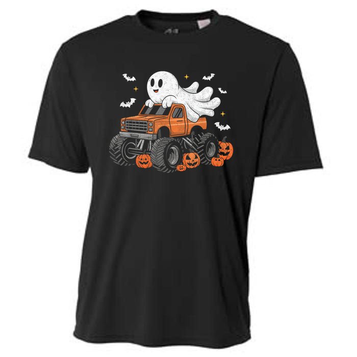 Monster Truck Boy Ghost Pumpkin Halloween Costume Cooling Performance Crew T-Shirt