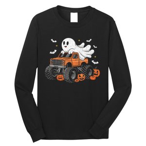 Monster Truck Boy Ghost Pumpkin Halloween Costume Long Sleeve Shirt