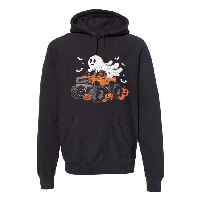 Monster Truck Boy Ghost Pumpkin Halloween Costume Premium Hoodie