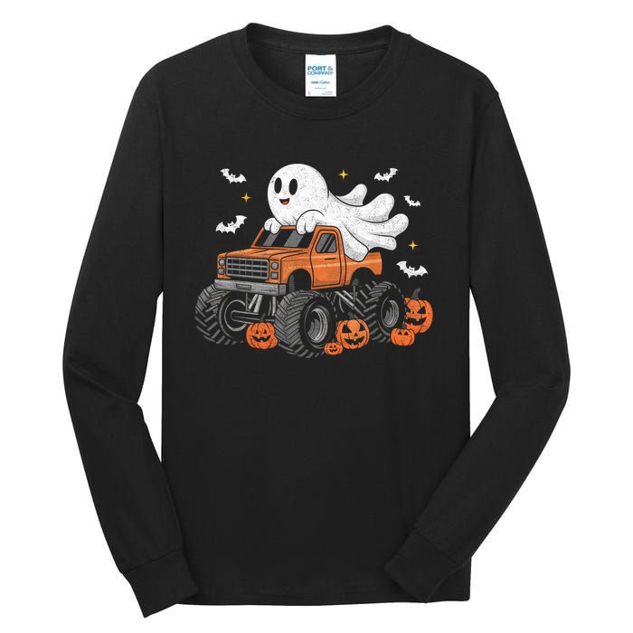 Monster Truck Boy Ghost Pumpkin Halloween Costume Tall Long Sleeve T-Shirt