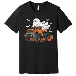 Monster Truck Boy Ghost Pumpkin Halloween Costume Premium T-Shirt