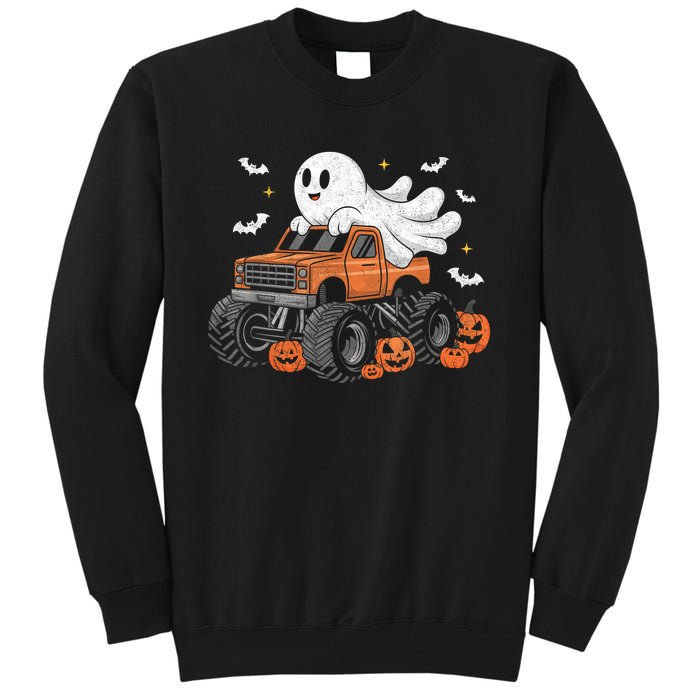 Monster Truck Boy Ghost Pumpkin Halloween Costume Tall Sweatshirt