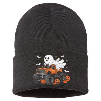 Monster Truck Boy Ghost Pumpkin Halloween Costume Sustainable Knit Beanie