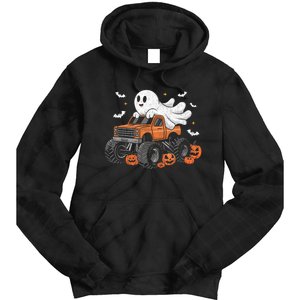 Monster Truck Boy Ghost Pumpkin Halloween Costume Tie Dye Hoodie