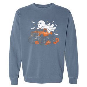 Monster Truck Boy Ghost Pumpkin Halloween Costume Garment-Dyed Sweatshirt