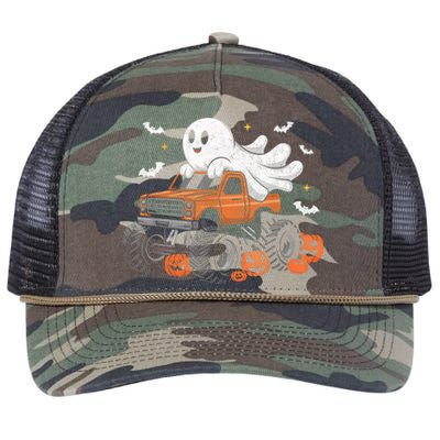 Monster Truck Boy Ghost Pumpkin Halloween Costume Retro Rope Trucker Hat Cap