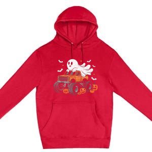 Monster Truck Boy Ghost Pumpkin Halloween Costume Premium Pullover Hoodie