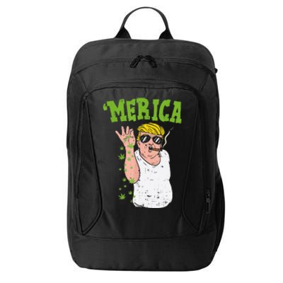 Merica Trump Bae Smoking Weed Cannabis Funny 420 Stoner Gift City Backpack