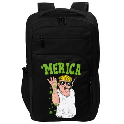 Merica Trump Bae Smoking Weed Cannabis Funny 420 Stoner Gift Impact Tech Backpack