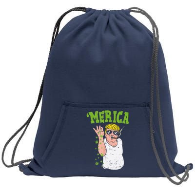 Merica Trump Bae Smoking Weed Cannabis Funny 420 Stoner Gift Sweatshirt Cinch Pack Bag