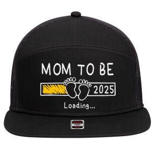 Mom To Be 2025 Loading Mom Est 2025 Promoted To Mommy Gift 7 Panel Mesh Trucker Snapback Hat