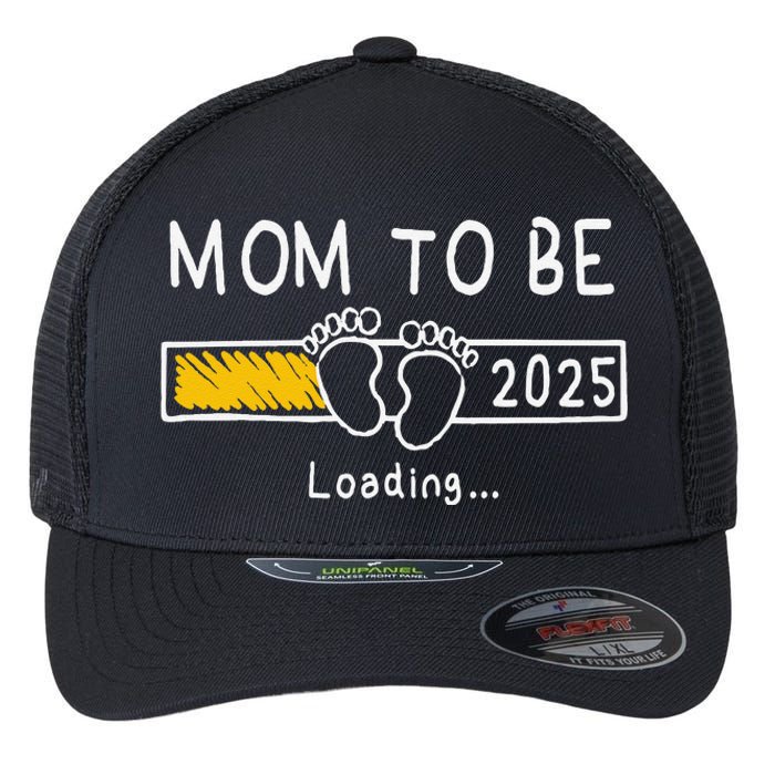 Mom To Be 2025 Loading Mom Est 2025 Promoted To Mommy Gift Flexfit Unipanel Trucker Cap