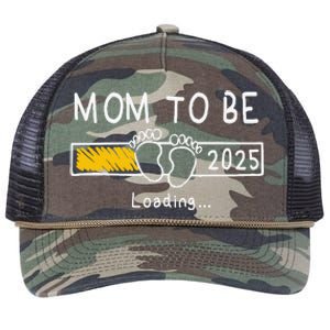 Mom To Be 2025 Loading Mom Est 2025 Promoted To Mommy Gift Retro Rope Trucker Hat Cap