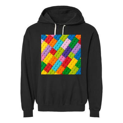 Many Toy Blocks Pattern Garment-Dyed Fleece Hoodie