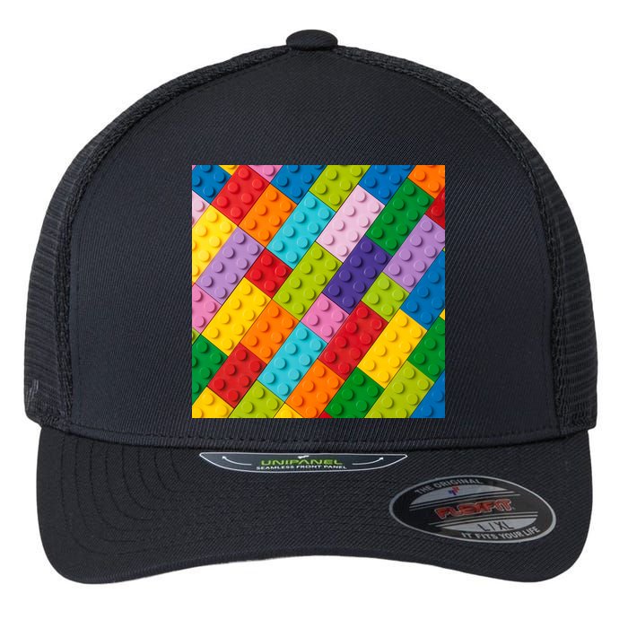 Many Toy Blocks Pattern Flexfit Unipanel Trucker Cap