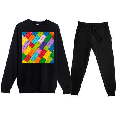 Many Toy Blocks Pattern Premium Crewneck Sweatsuit Set