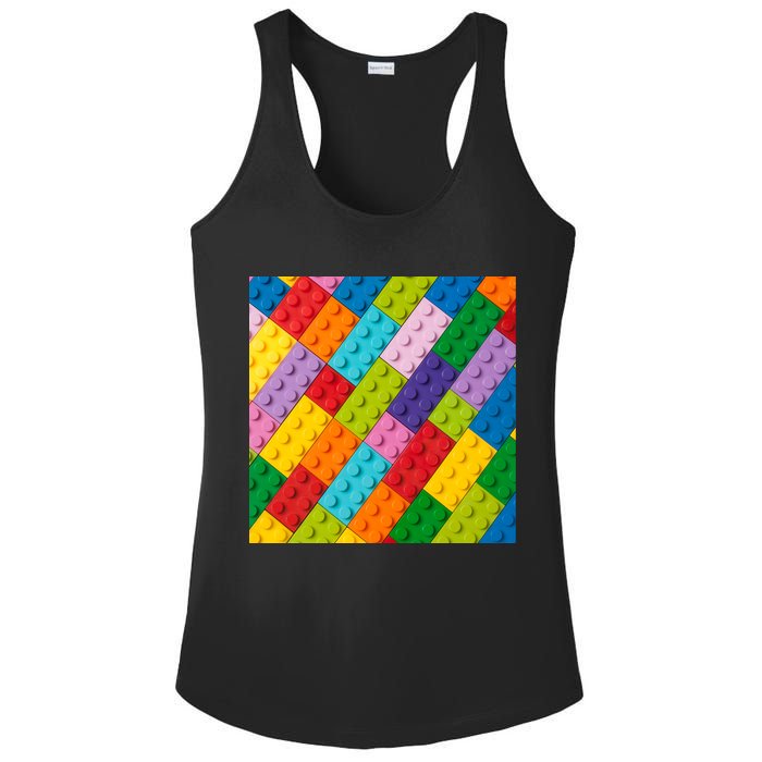 Many Toy Blocks Pattern Ladies PosiCharge Competitor Racerback Tank